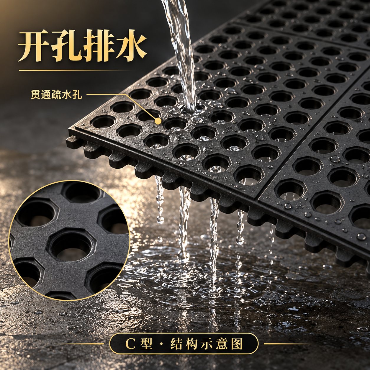 疏水镂空，便于冲洗