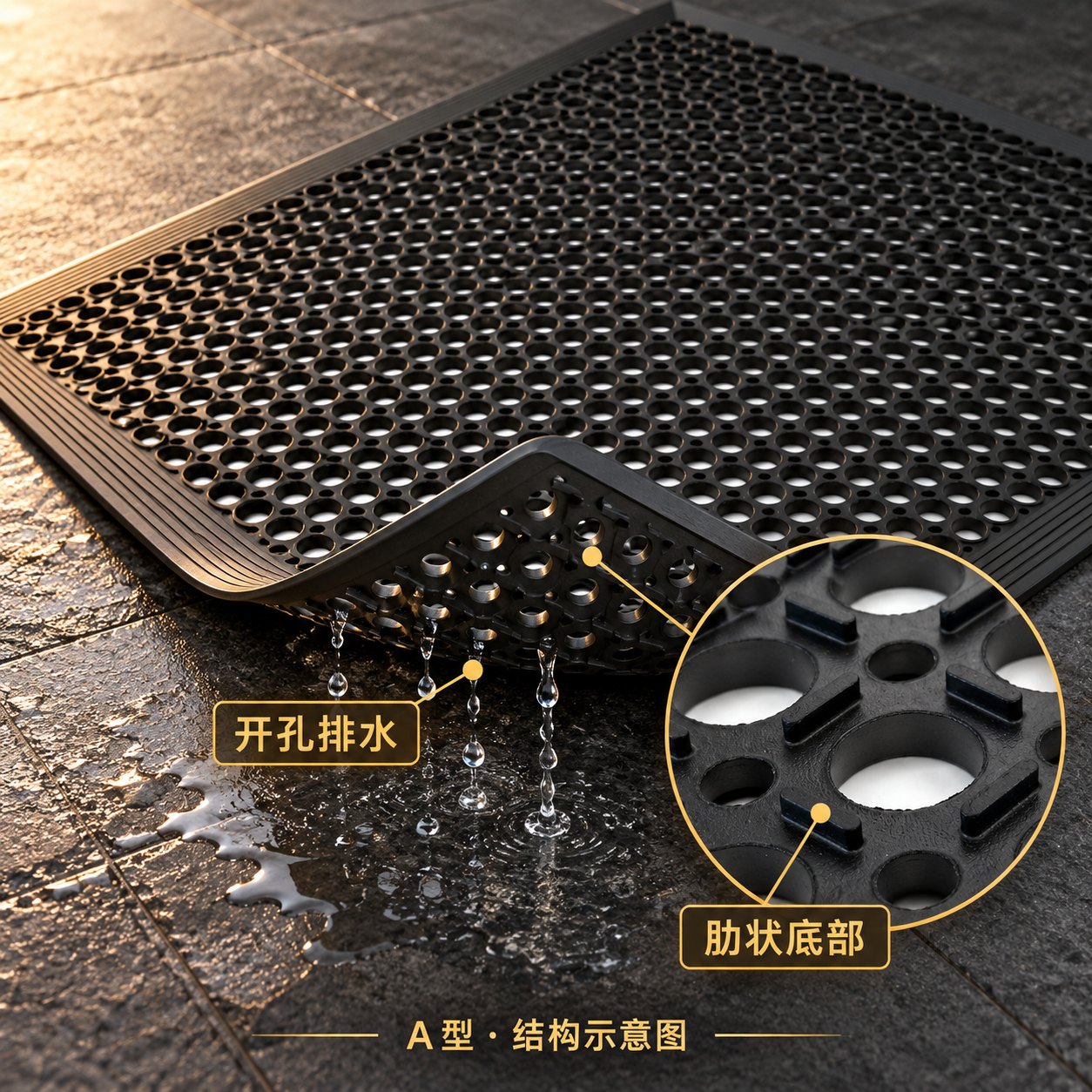 贯通开孔，便于疏水
