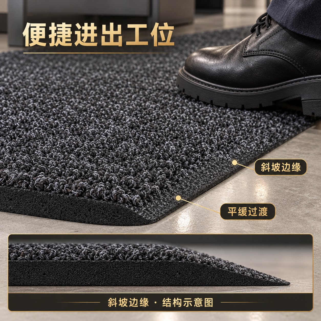 边缘平缓过渡，便于进出工位