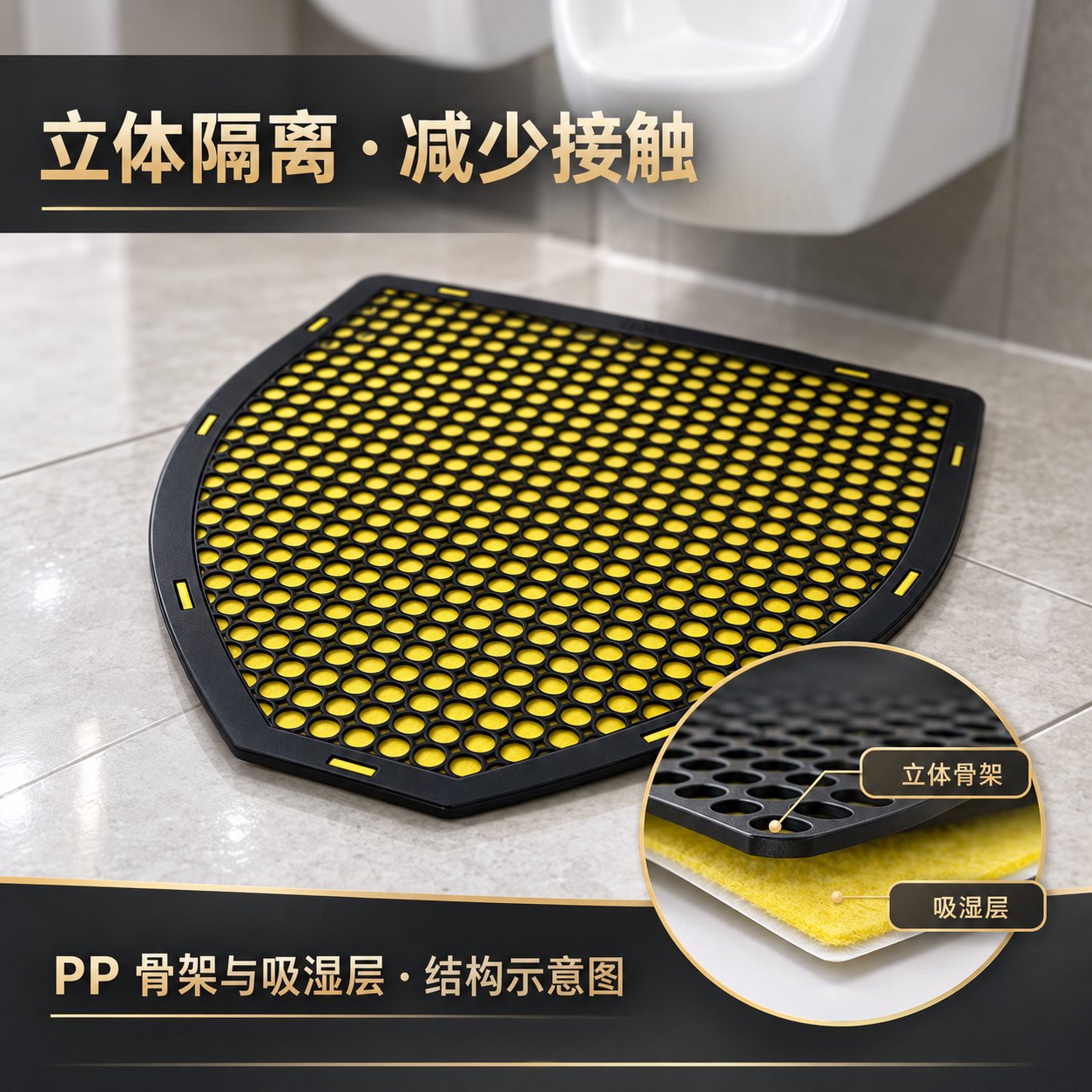 网孔骨架，将表面接触与吸湿层隔开