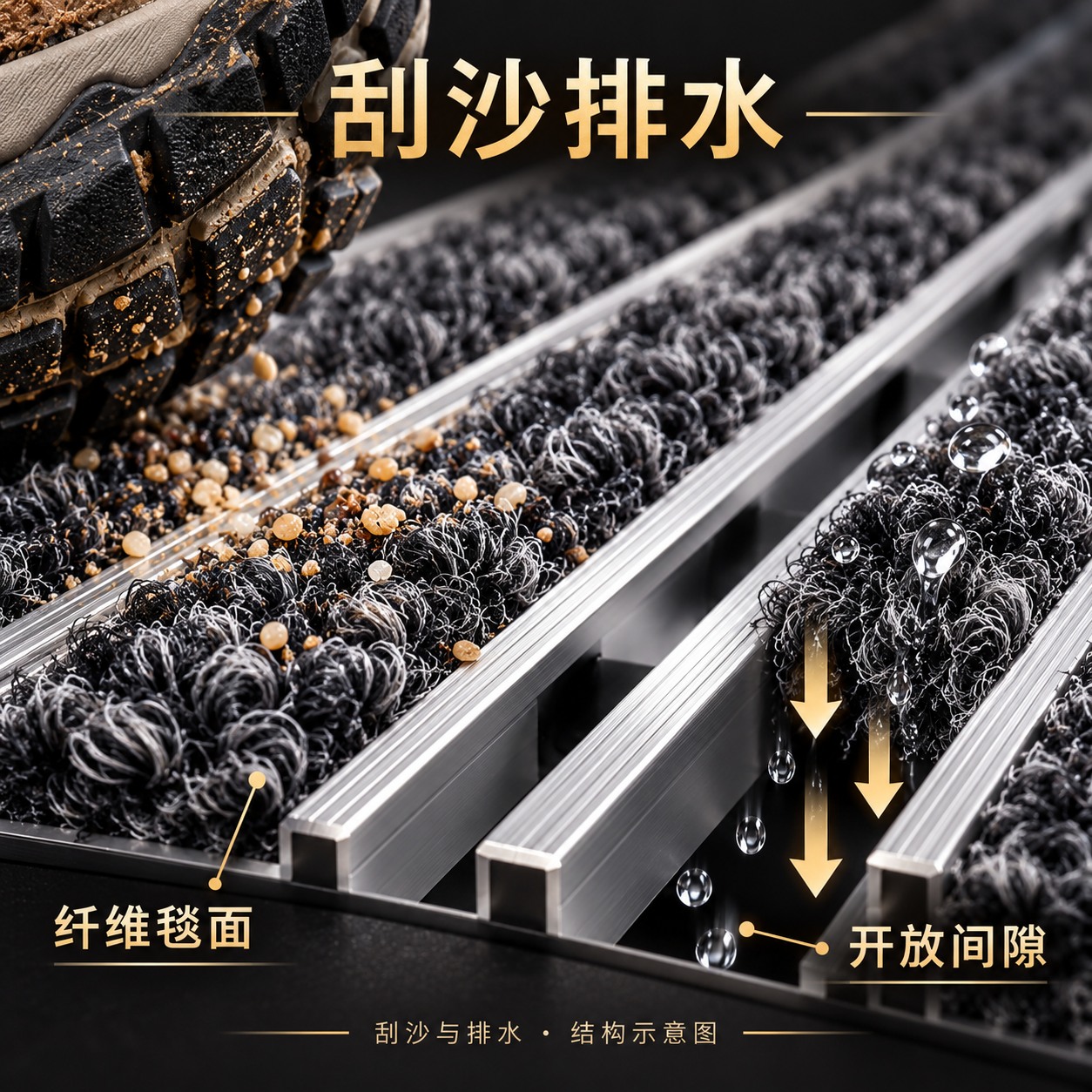 纤维毯面与开放间隙协同作用