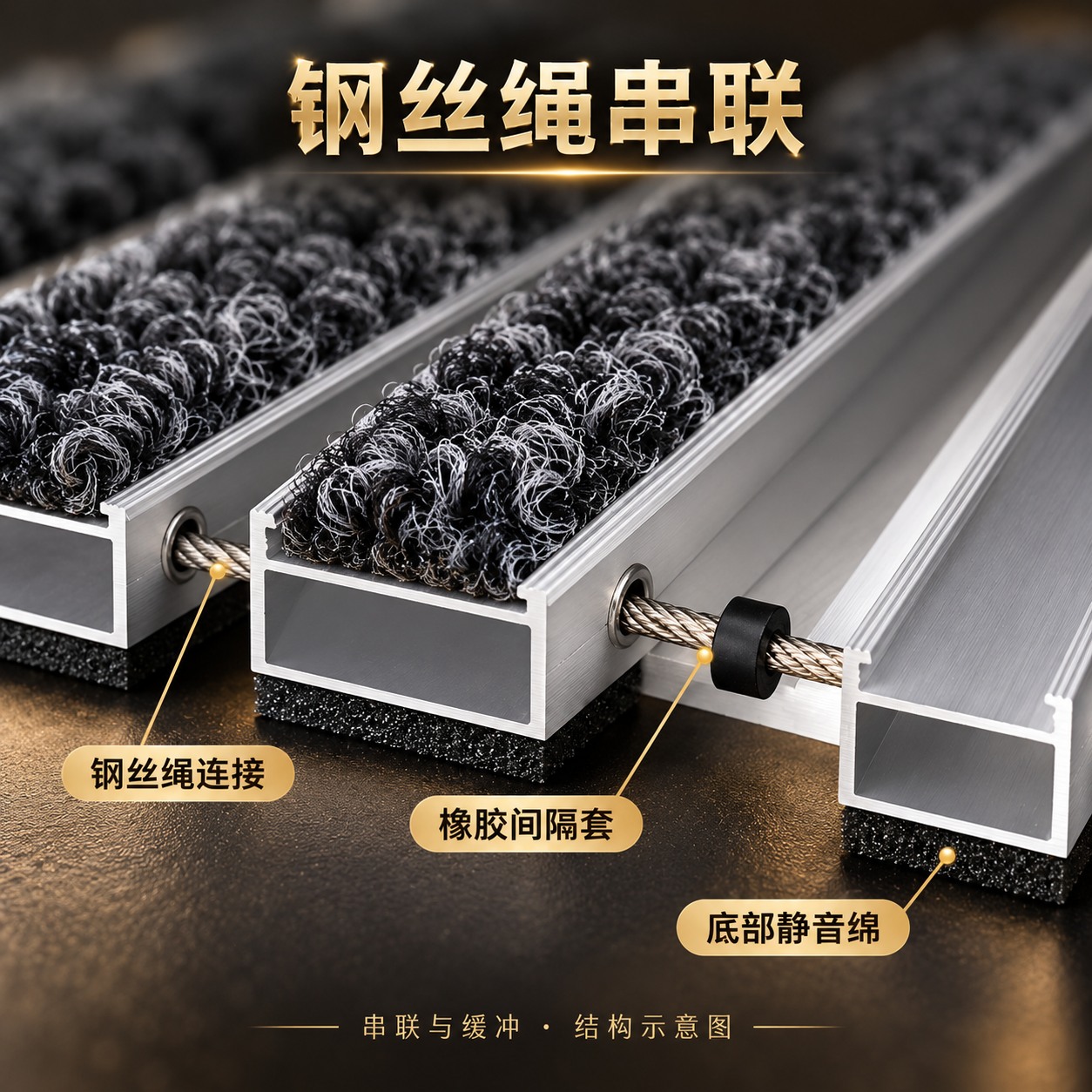 铝型材串联，兼顾支撑与缓冲