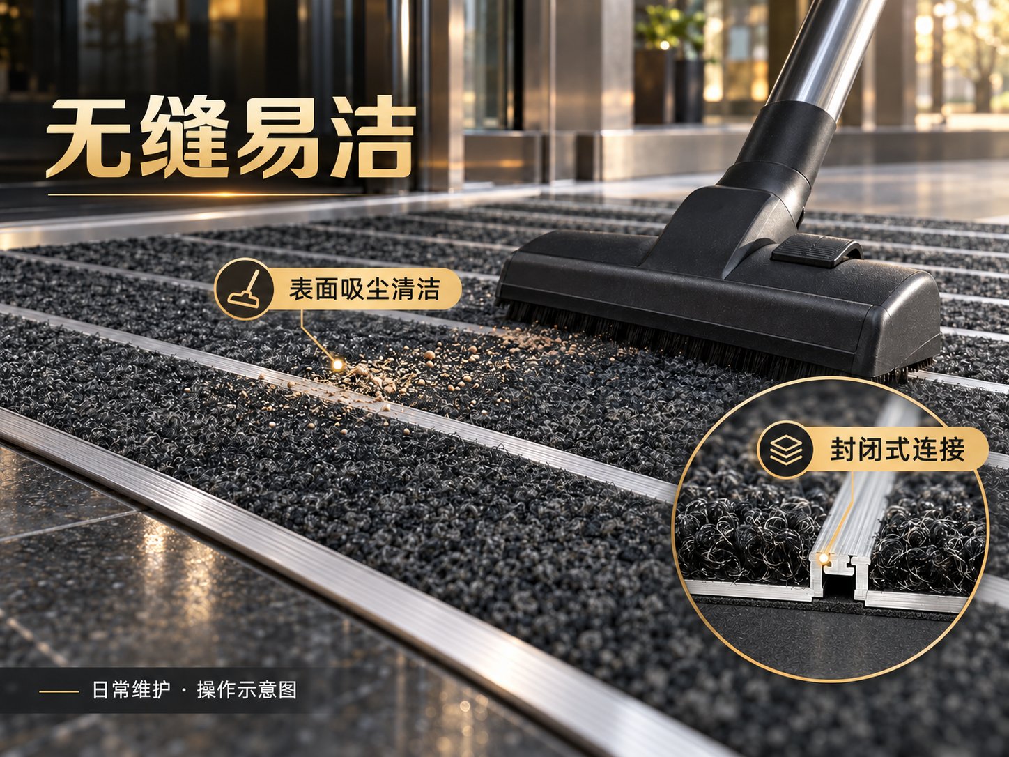 封闭式连接，便于表面清洁